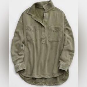 Aerie Olive Button Down Shirt